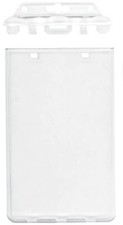 10 Pack - Permanent Locking ID Badge Holders - Clear Hard Plastic Case for ID's
