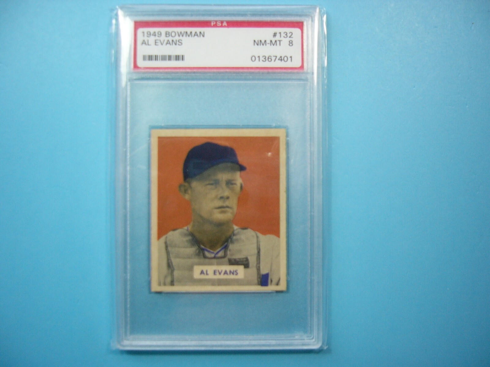 1949 Bowman MLB Baseball Card #132 Al Evans PSA 8 NM-Mint Sharp 49 Vintage