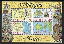 Maps of Antigua - 1975 MNH Souvenir Sheet Scott 382a....................22L-SS