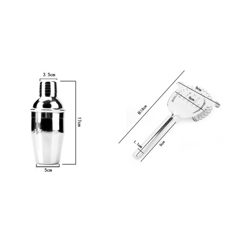 Sale 5Pcs 350ml Stainless Steel Cocktail Shaker Jigger Strainer Straw Xmas Gift - Foto 4 di 10