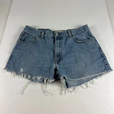 Levi's Jean Short Men 34* 550 Relaxed Blue Cut Off Distressed Denim Jorts Tag 35