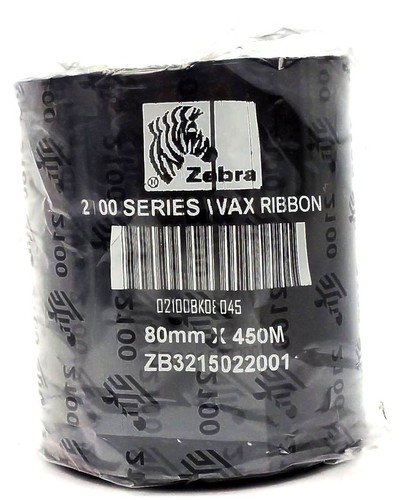 Zebra Wax Ribbons 80mm x 450m 2100 Series 02100BK08045 Black Genuine - 4 Rolls - Afbeelding 8 van 8