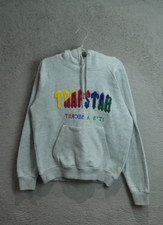 Trapstar Tracksuit Mens Medium Grey Chenille Logo Pullover Hoodie Joggers