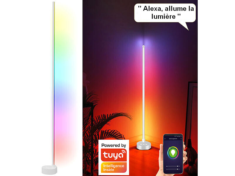 Lampe à pied LED connectée Lumi blanc 750 lm pour salon