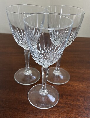 VINTAGE CRYSTAL  WINE GLASSES J.G. DURAND CRISTAL D'ARQUES LUMINARE SET Of 3