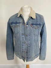 Levis Sherpa Trucker Denim Jacket Fur Lined Jacket Size Medium/small