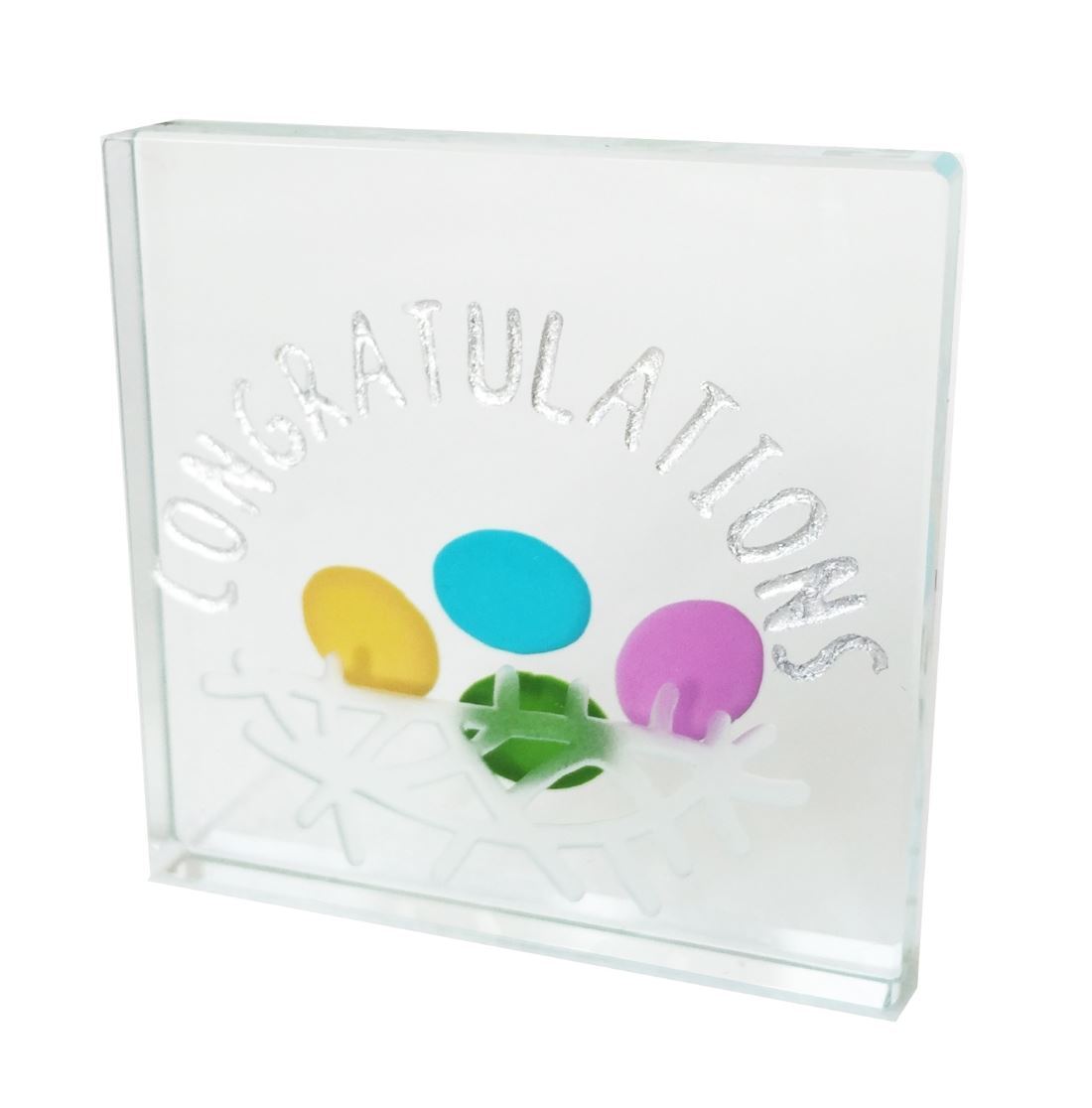 Congratulations New Born Baby Miniature Keepsake Glass Token Gift By Spaceform