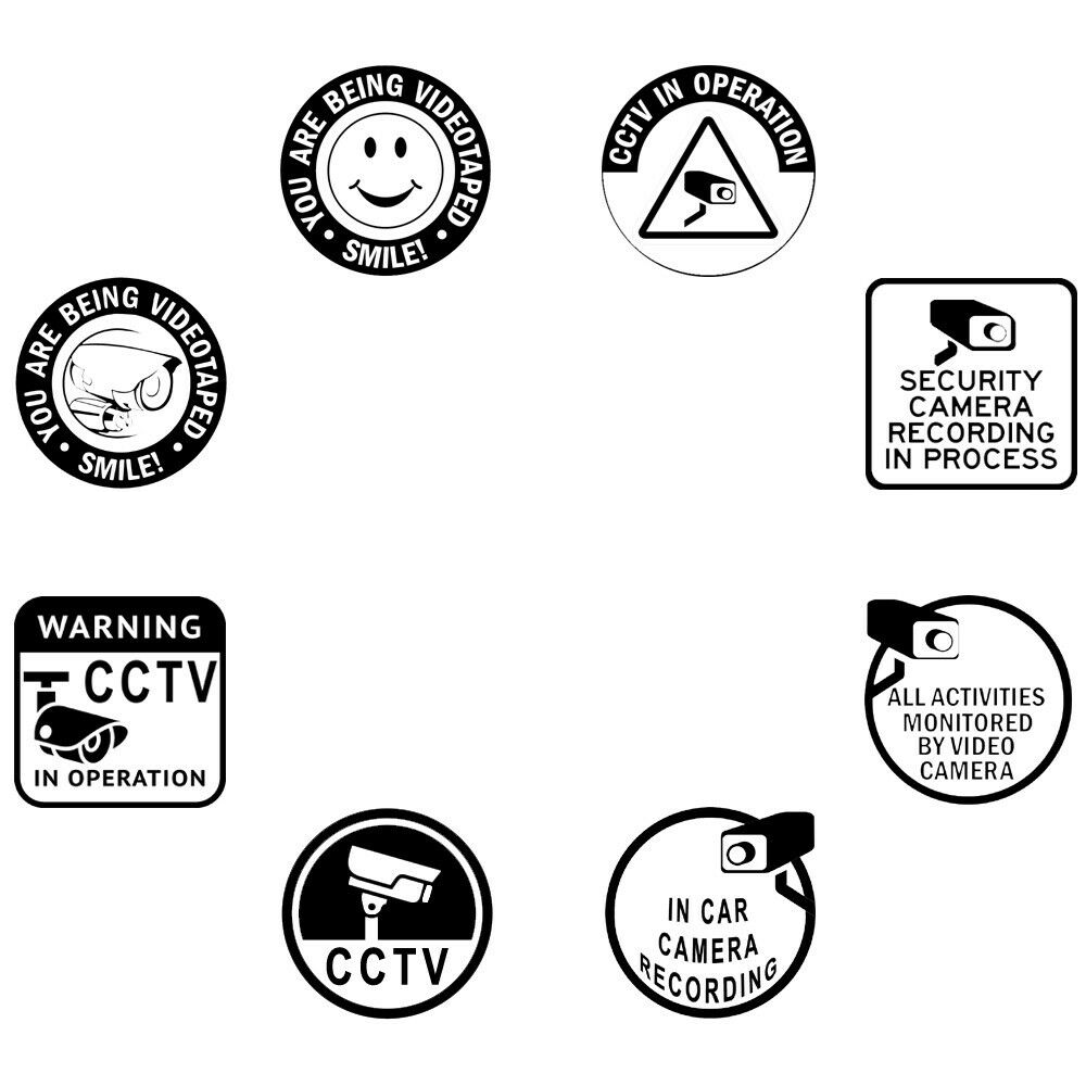 Security Camera Vinyl Decal Stickers Car Window CCTV Recording Protect Business-image