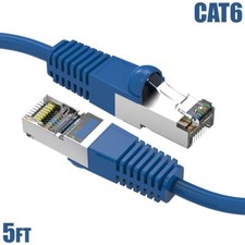 5FT Cat6 RJ45 Ethernet LAN Network SSTP Shielded Patch Cable Copper 26AWG Blue