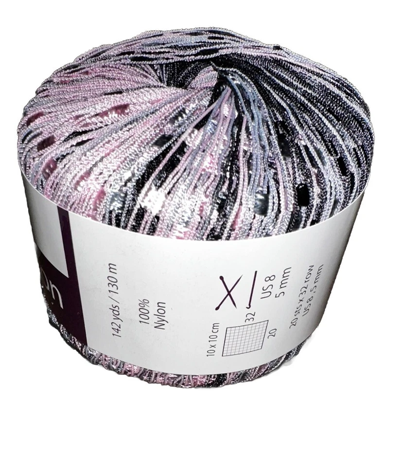 New Yarn Berlini Ladder Ribbon Glitter Pink, Grey, Black 50gr 142 Yds - Image 3 of 4