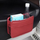 Storage Box Organizer Pocket Car Side Door Red Hanging Bag Leather Waterproof