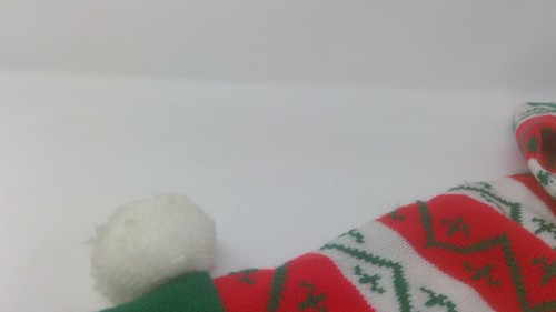 Vtg Acrylic Knit 23" Christmas Stocking Red Green White Pom Pom - Picture 7 of 10