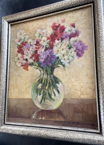 Originales Ölgemälde - Blumen mit Vase signiert Hoffmann - Picture 8 of 8