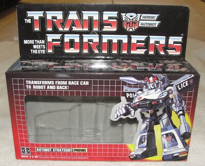 TRANSFORMERS G1 PROWL BOX, INSERTS, BUBBLE, & MANUAL NEW! AUTOBOT ROBOT