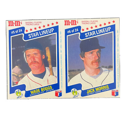 Boston Red Sox Wade Boggs Detroit Tigers Jack Morris M&M 1987 Baseball Cards 5&6