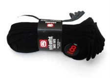 Ecko Unltd Socks Boys Low Cut 8 Pair Black White Grey Cushion Sole Shoe Size 3-9