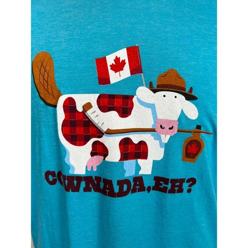 Cows Ice Cream Co Cownada,EH? TShirt 2X Blue Cow 65% Polyester, 35% Cotton - Picture 23 of 23