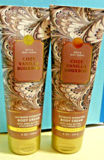 Bath  Body Works "COZY VANILLA BOURBON" 8 oz body cream x2 RETIRED - RARE