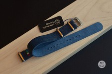 18/19/20/21/22 mm Cinturino artigianale pelle stampa Epsom blu di tipo militare