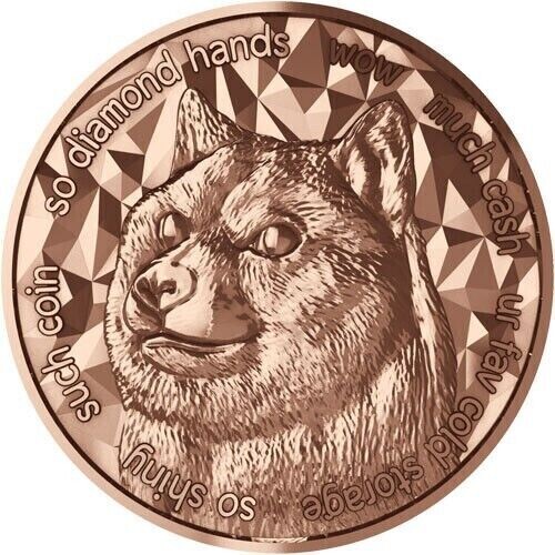 KONVOLUT 20 X 1 OZ DOGECOIN FEINKUPFER RUND - BARREN - - Bild 1 von 1