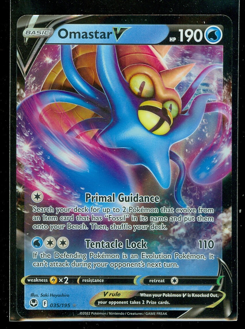 Pokemon OMASTAR V 035/195 - Silver Tempest - ULTRA RARE HOLO - MINT