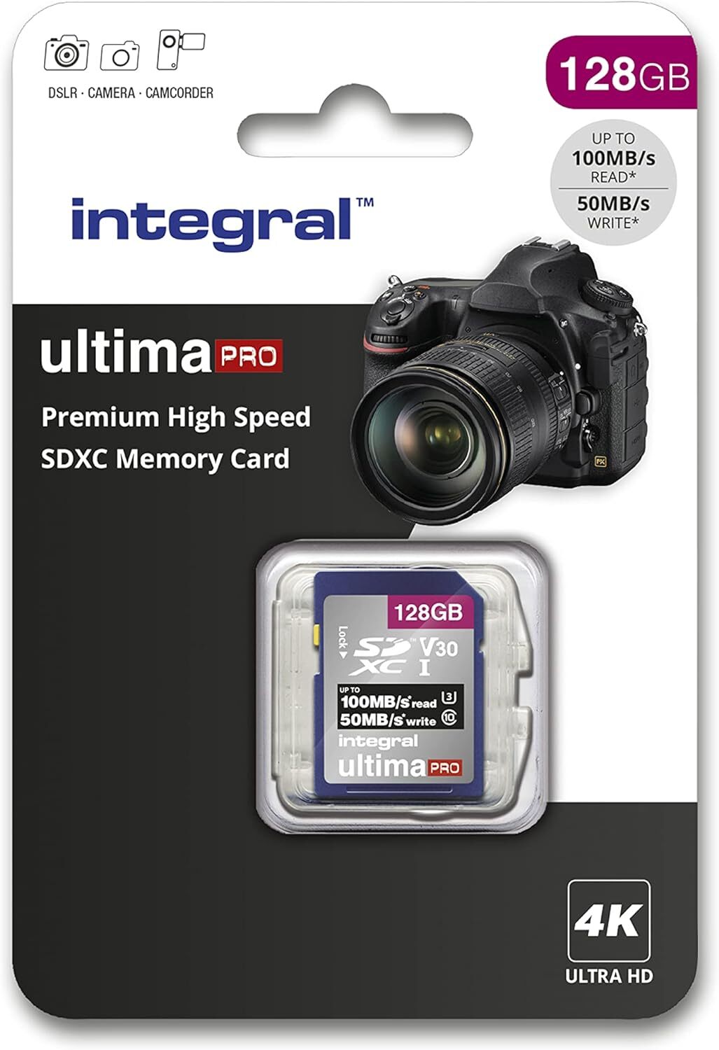 Integral Scheda SD da 128 GB di memoria 4K Ultra HD Video 128 GB.