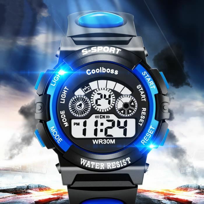 Montre de sport multifonction avec écran LED et chronomètre précis