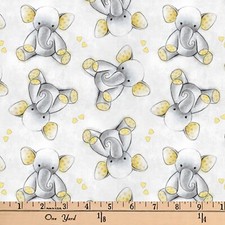 Sleepytime Elephants Print Fleece Fabric - 60...