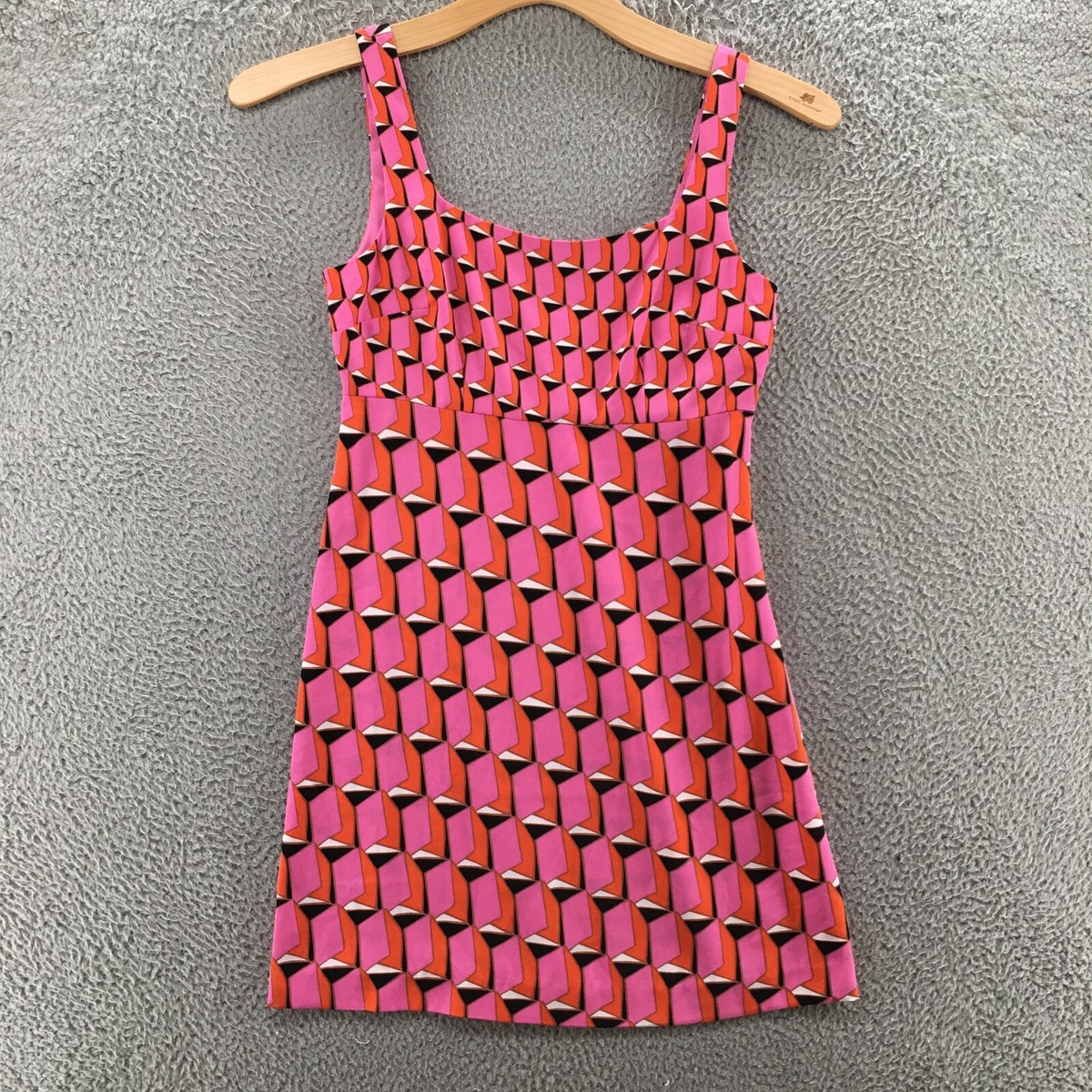 Diane Von Furstenberg 　4-11　ミニワンピ Diane Von Furstenberg Mini Shift Dress 4 Pink Orange Side