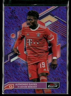 2022-23 Finest UEFA Club #40 Alphonso Davies Purple Shimmer Refractor #/199