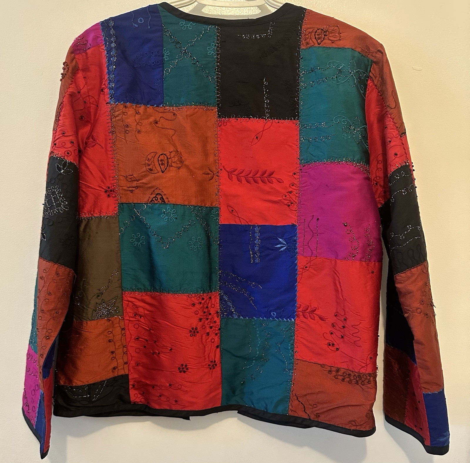 Chico’s Design Silk Patchwork Embroidered Jacket … - image 2