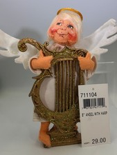 Annalee 2004 8" Angel with Harp Figurine Christmas Holiday Collectible Glitter