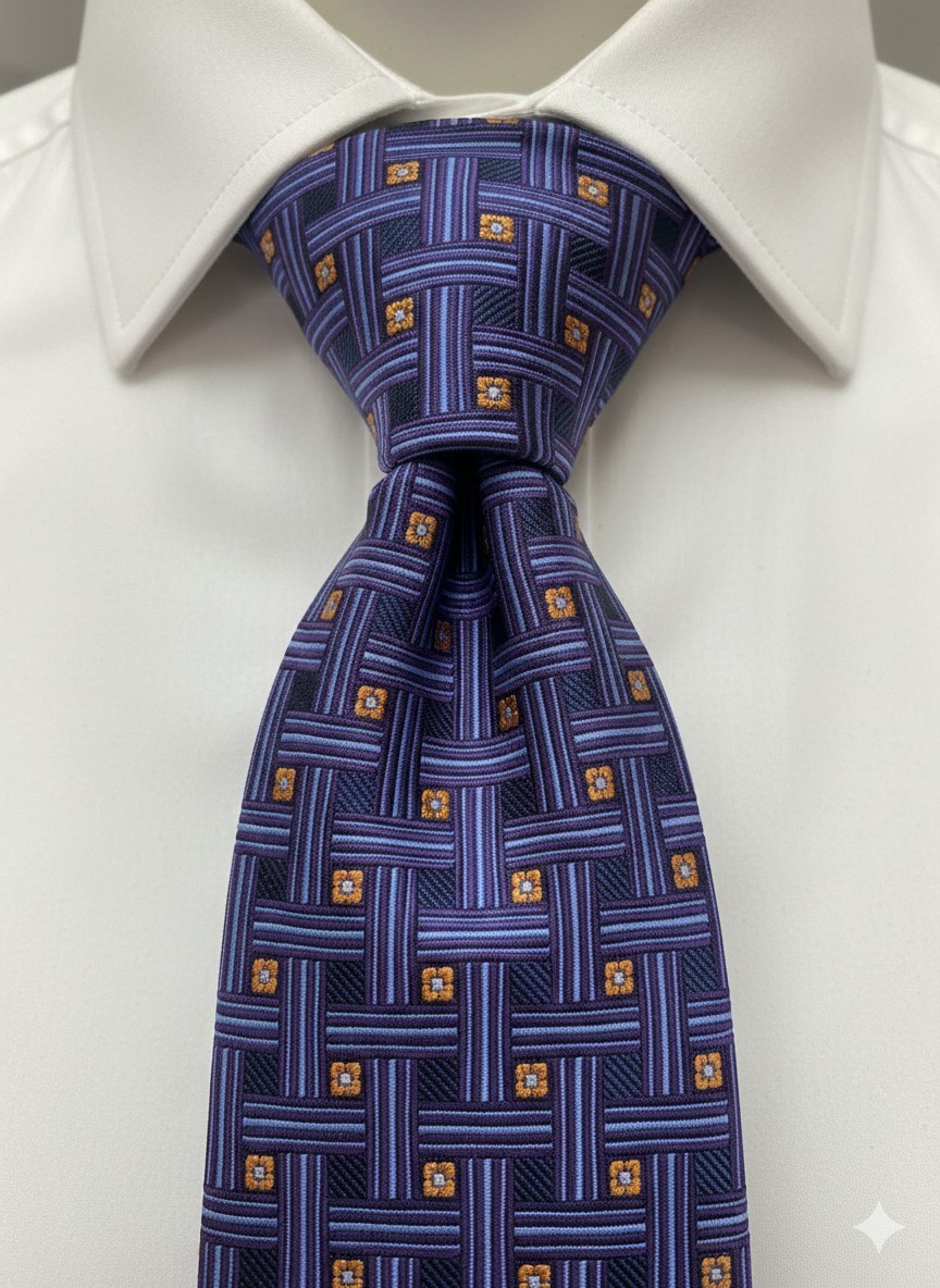 Jos. A. Bank Executive Collection Tie Purple Geometric Silk Mens Necktie 59