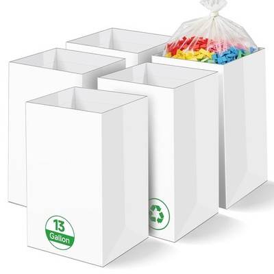 White 13 Gallon Disposable Foldable Waterproof Cardboard Trash Cans 5 Pack