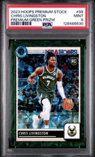 2023-24 NBA Hoops Premium Stock- Chris Livingston #99 Prem. Green Prizm 7/8 PSA9