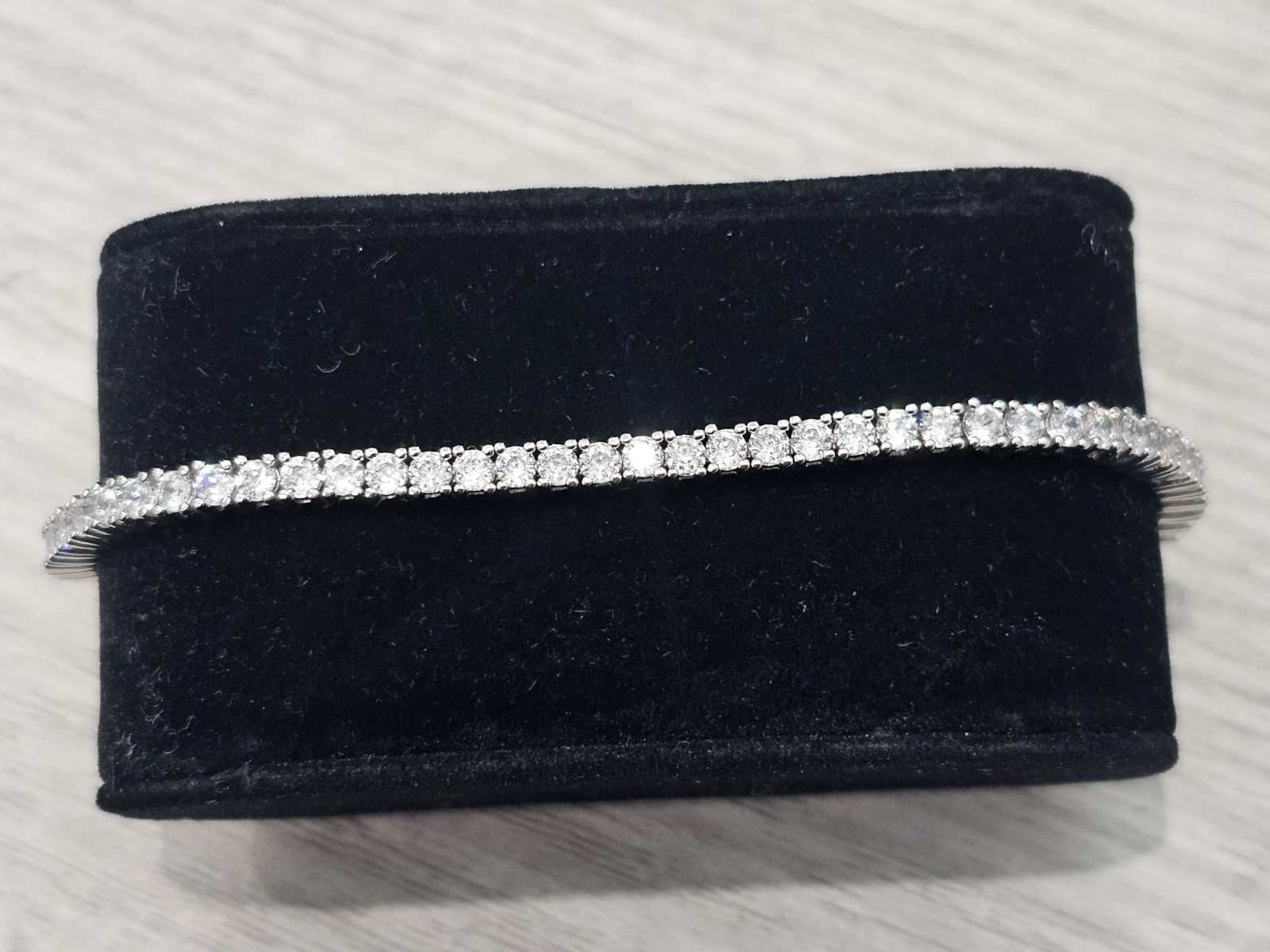 QVC Diamonique Sterling Silver 100-Facet Tennis Bracelet Platinum Clad 7.5"