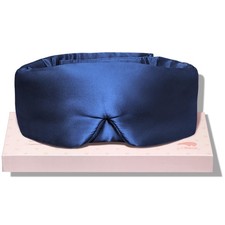Mulberry Silk Sleep Mask for Side Sleepers, Adjustable, Midnight Blue