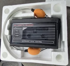 Vtg. Mecoa Mini Cassette Walkman In Box  For Parts, Corroded Battery Damage