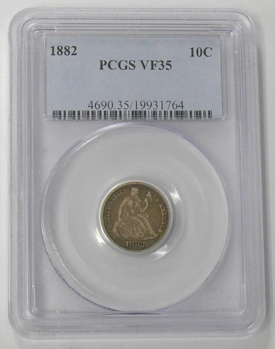 1882 VF-35 SEATED LIBERTY (10c) DIME - PCGS BETTER DATE - SEE PICTURES