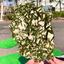 255G Natural green lepidolite+Garnet Flaky Crystal Specimen Healing