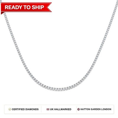 5,1 Karat D-E/VS Lab Grown Diamant Tennis Halskette 9k Weißgold sofort lieferbar