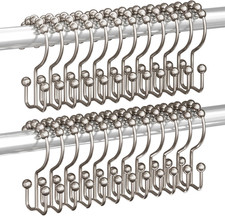 Shower Curtain Hooks Rings, Rust Resistant Metal Double Glide Shower Hooks Rings