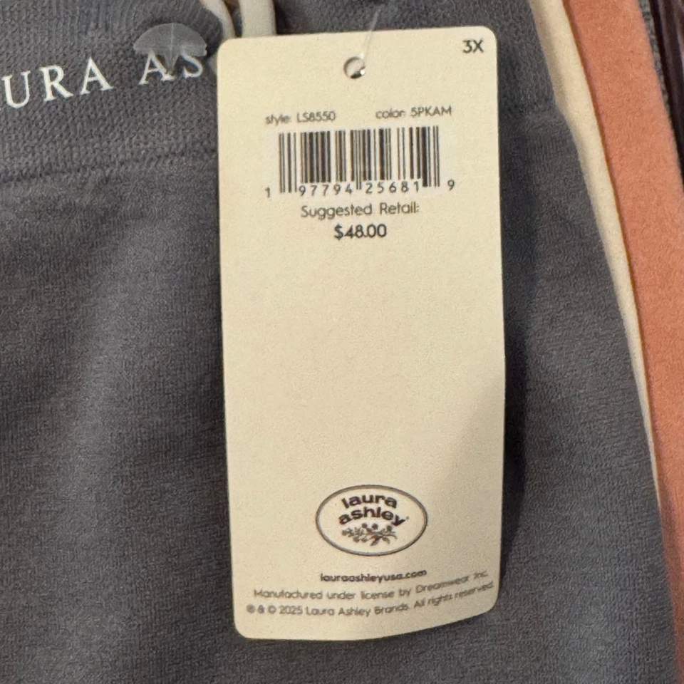 Juego de 5 calzoncillos de tiro alto Laura Ashley para mujer talla grande 3X colores lisos Foto 3 de 4