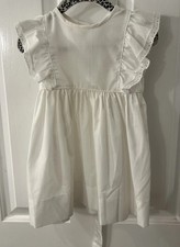 Vintage 1980  s Peaches N Cream Girl  s Size 3T Solid White Pinafore / Dress EUC