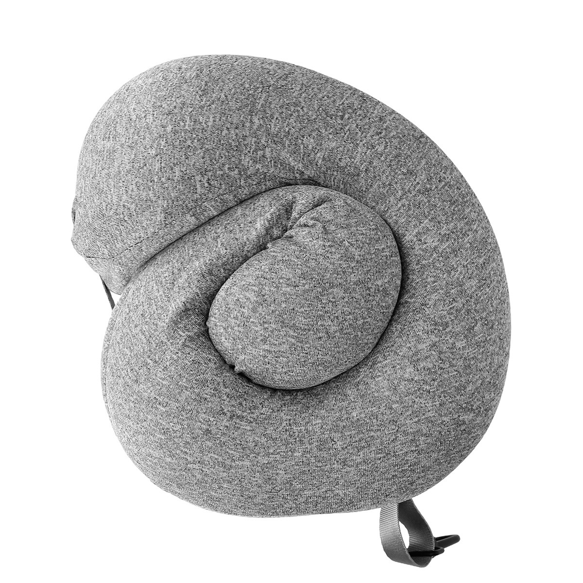 Coussin de voyage pliable et oreiller cervical ergonomique gris - 3
