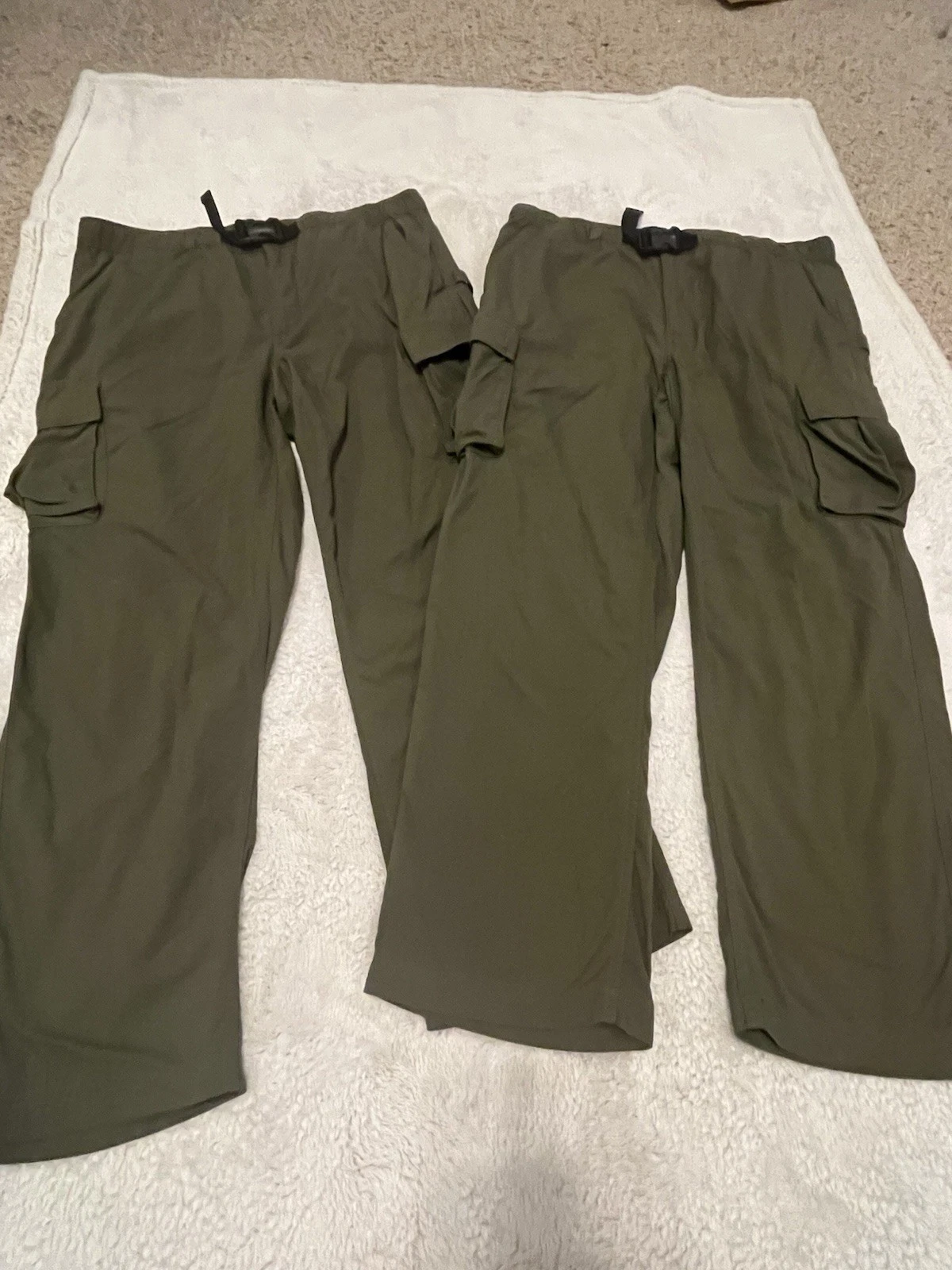 2 Duluth Trading Co Pants Men’s Lx30 Green Cargo Nylon - Built In Belt Hiking