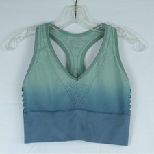 Pink Victoria's Secret Green/Blue Ombr Seemless Lightly Lined Sports Bra Size L