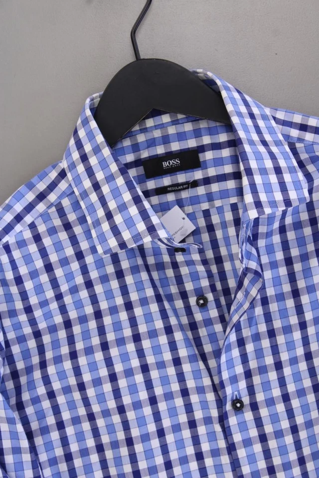 BOSS by Hugo Boss camicetta per uomo taglia Hemdgröße 43, XL, 54 a quadri blu - Immagine 2 di 4