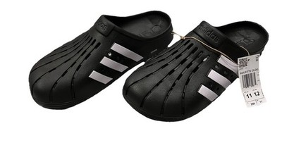 NWT ADIDAS ADILETTE MEN'S SLIP ON CLOGS SANDALS BLACK M11 / W12