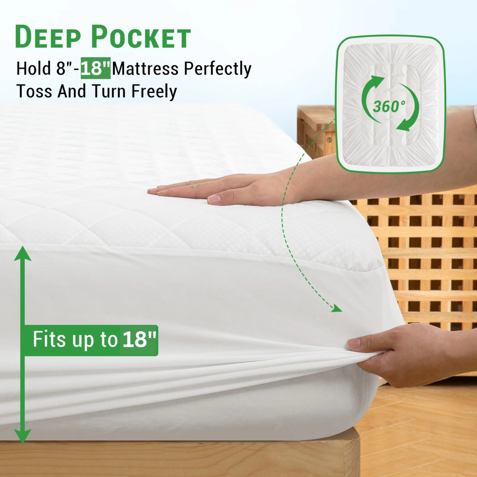 Mattress Protector Deep Pocket Waterproof Breathable Fitted Bed Cover Protector-image